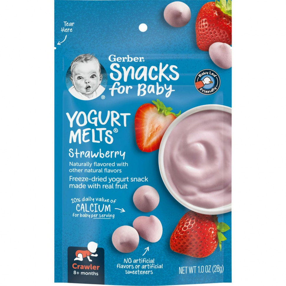 ���� ������ (Iherb) Gerber, Yogurt Melts, ��� ������� �� 8 �������, � ���������, 28 � (1.0 �����), ������ �� 1220 ���