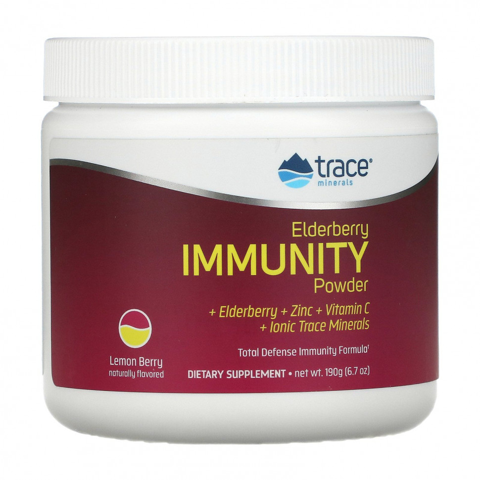   (Iherb) Trace Minerals , Elderberry Immmunity Powder, Lemon Berry, 6.7 oz (190 g)    -     , -, 