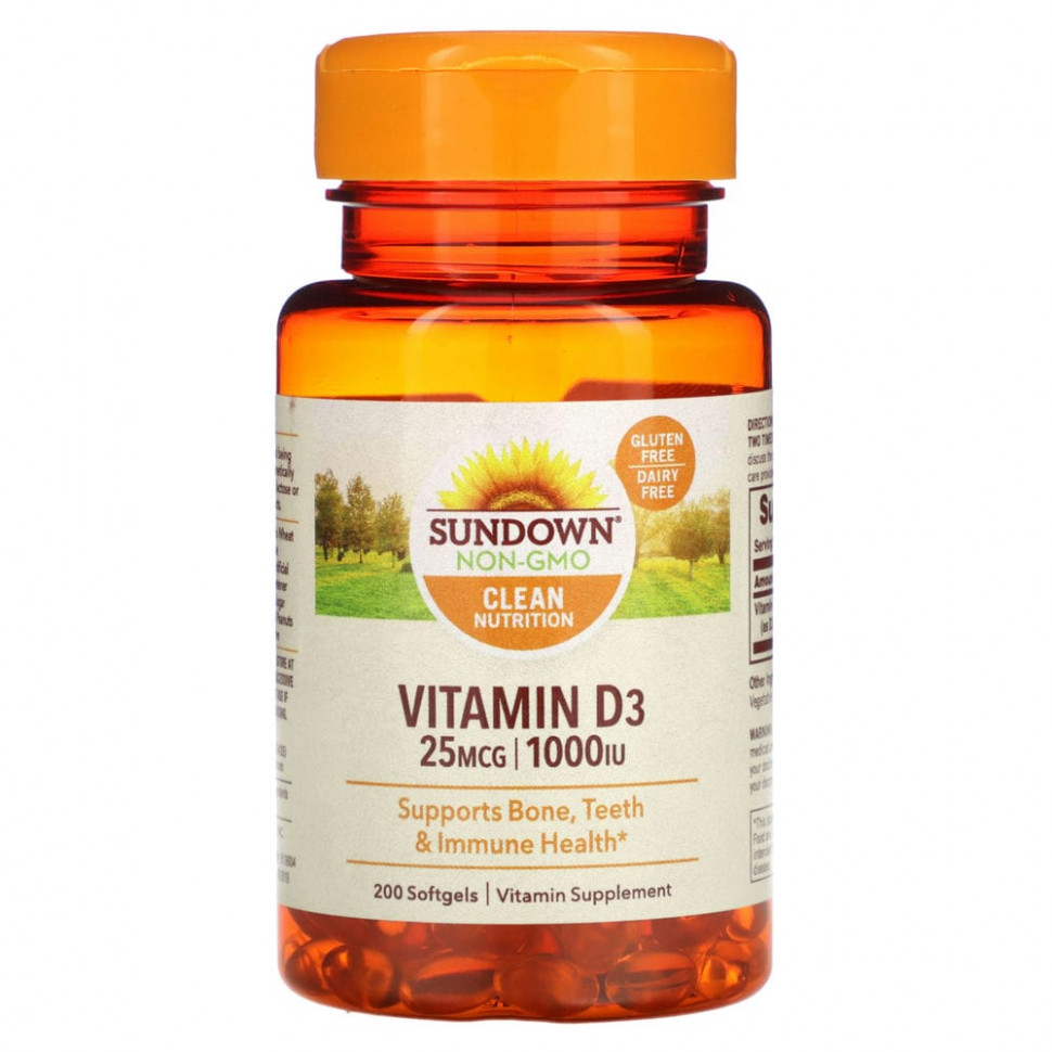 ���� ������ (Iherb) Sundown Naturals, ������� D3, 25 ��� (1000 ��), 200 ������ ��������, ������ �� 1690 ���