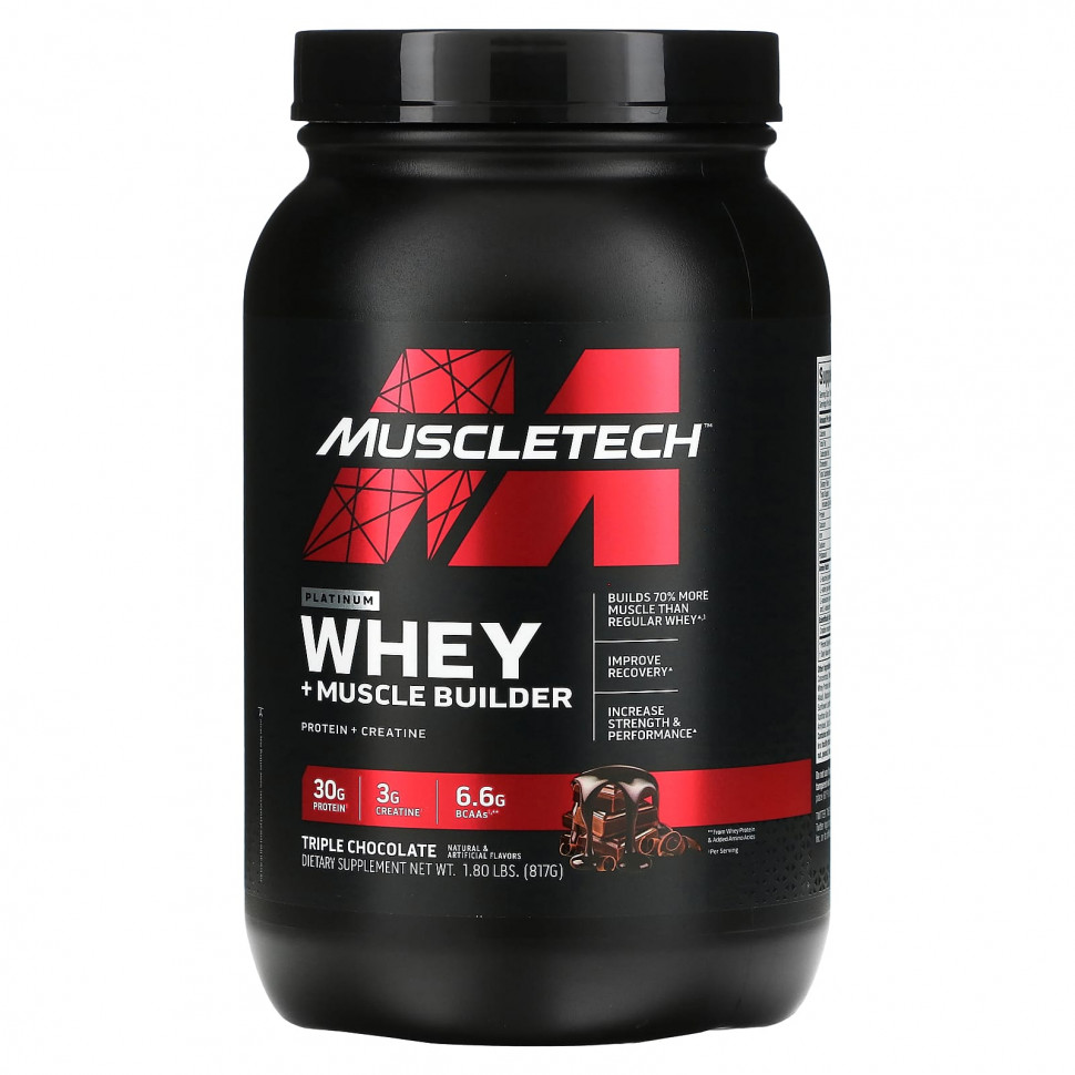 ���� ������ (Iherb) MuscleTech, Platinum Whey + Muscle Builder, ������� �������, 817 � (1,8 �����), ������ �� 9540 ���