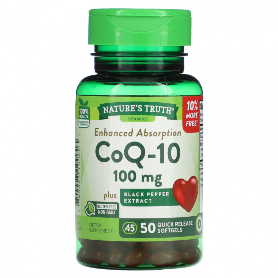   (Iherb) Nature's Truth, CoQ-10, Enhanced Absorption, 100 mg, 50 Quick Release Softgels    -     , -, 