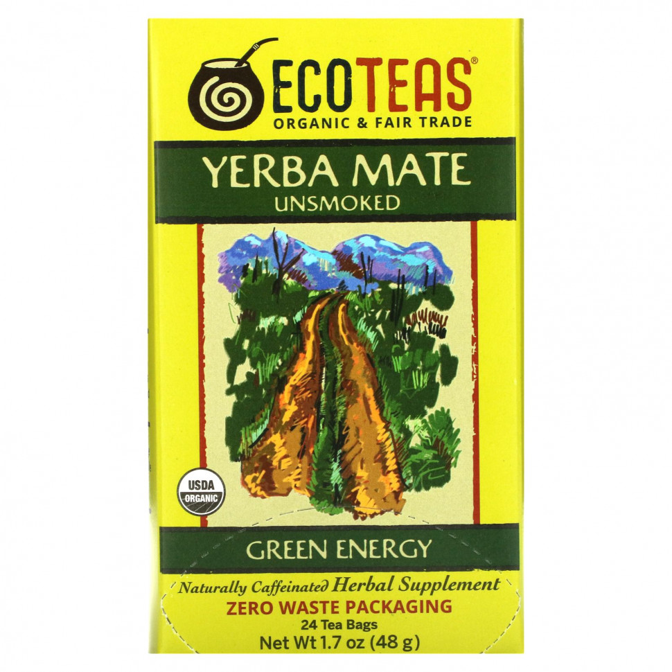 ���� ������ (Iherb) EcoTeas, Yerba Mate, �����������, ������� �������, 24 ������ ��������, 48 � (1,7 �����), ������ �� 1500 ���
