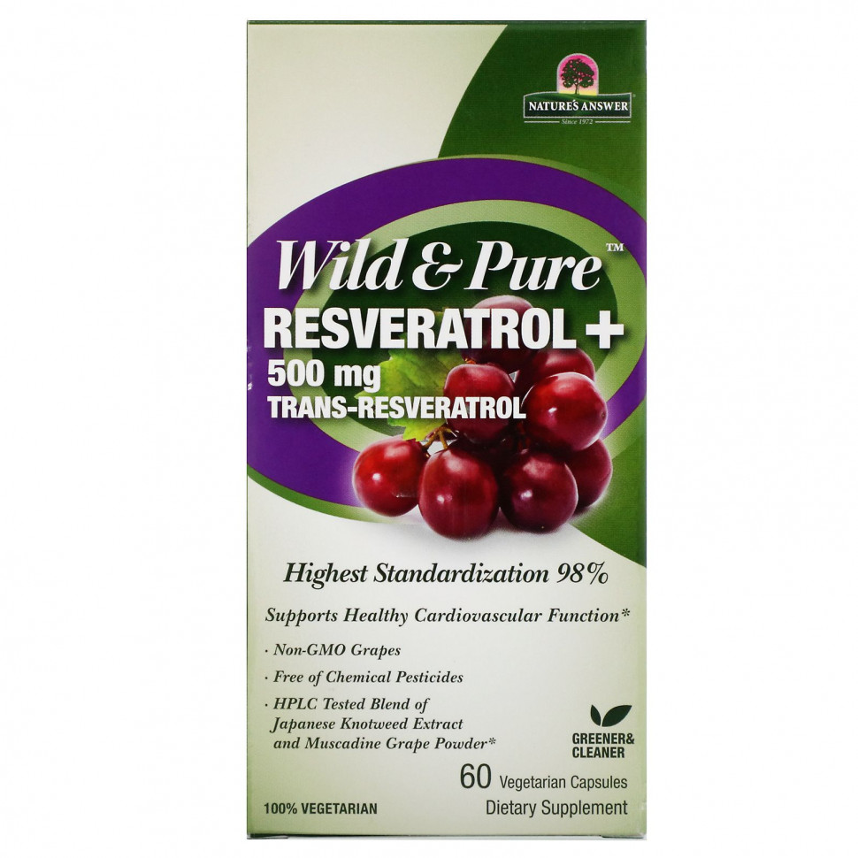 ���� ������ (Iherb) Genceutic Naturals, Wild & Pure Resveratrol+, 500 ��, 60 �������������� ������, ������ �� 8680 ���