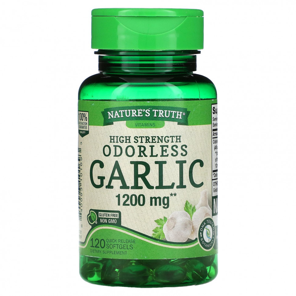   (Iherb) Nature's Truth, Odorless Garlic, High Strength , 1,200 mg, 120 Quick Release Softgels    -     , -, 