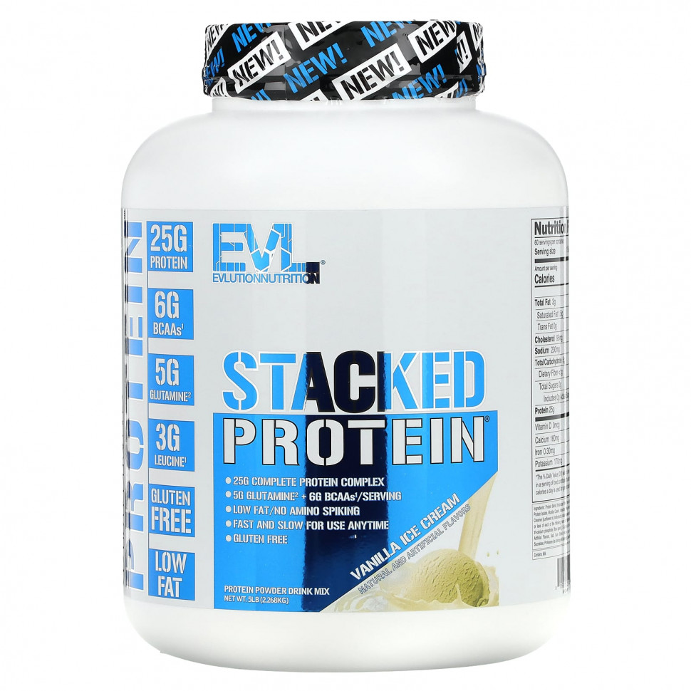 ���� ������ (Iherb) EVLution Nutrition, Stacked Protein, ��������� ���������, 2268 �� (5 ������), ������ �� 11020 ���