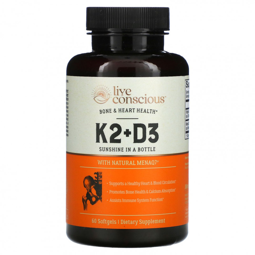 ���� ������ (Iherb) Live Conscious, K2 + D3, �������� ������ � ������, 60 ������ ��������, ������ �� 4610 ���