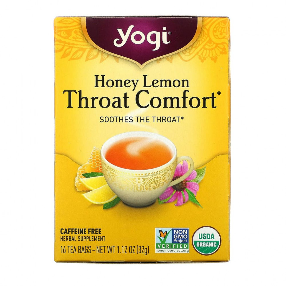 ���� ������ (Iherb) Yogi Tea, ������������, Throat Comfort, �� ������ ���� � ������, ��� �������, 16 ������ ���������, 1.12 ����� (32 �), ������ �� 950 ���