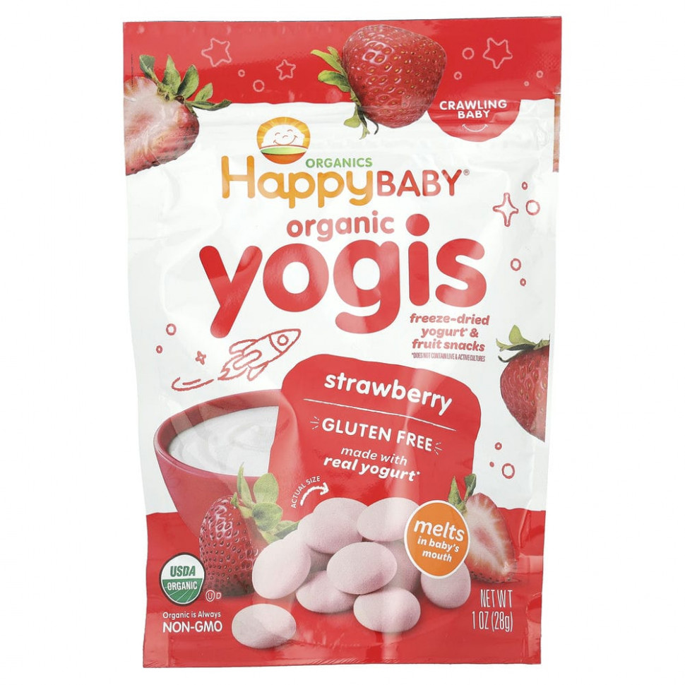 ���� ������ (Iherb) Happy Family Organics, Organic Yogis, ������������ ����� �� ���������������� ������� � ��������, � ���������, 28 � (1 �����), ������ �� 1150 ���
