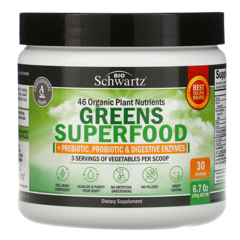 ���� ������ (Iherb) BioSchwartz, Greens Superfood, 190 � (6,7 �����), ������ �� 4360 ���