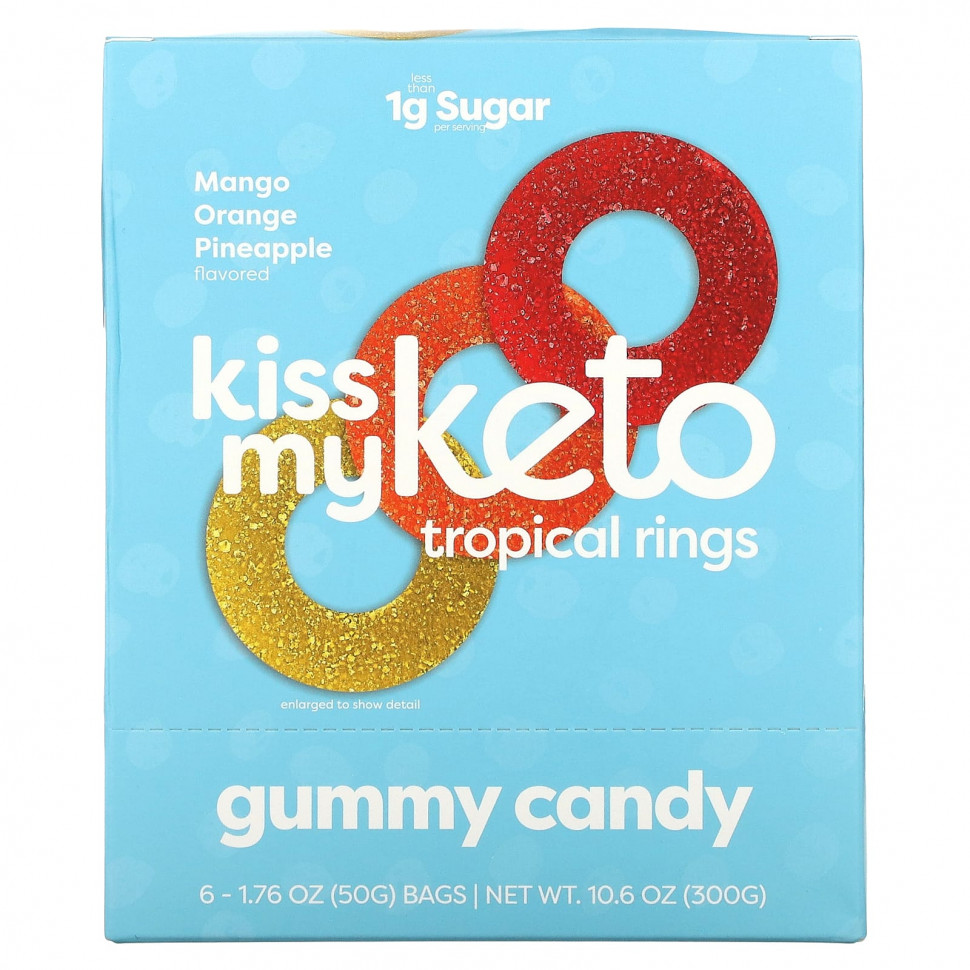 ���� ������ (Iherb) Kiss My Keto, Tropical Rings Gummy Candy, �����, �������� � ������, 6 ��������� �� 50 � (1,76 �����), ������ �� 5010 ���