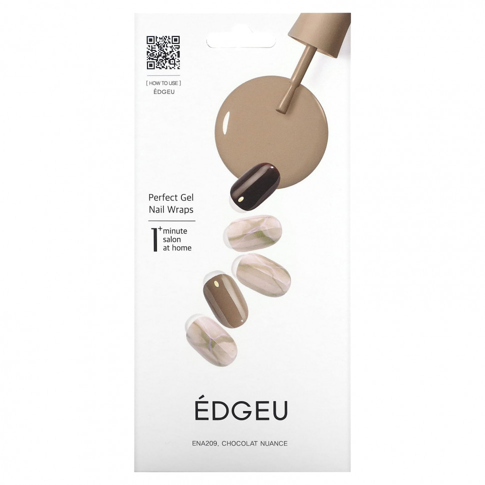   (Iherb) Edgeu, Perfect Gel Nail Wraps, ENT209, Chocolat Nuance,   16     -     , -, 