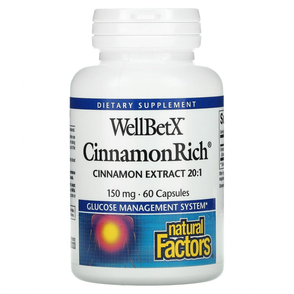 ���� ������ (Iherb) Natural Factors, WellBetX, CinnamonRich, 150 ��, 60 ������, ������ �� 2210 ���