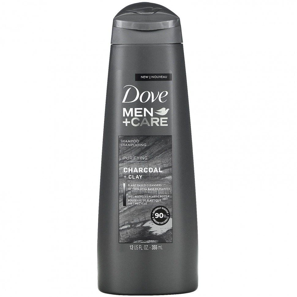   (Iherb) Dove, Men+Care, Shampoo, Purifying, Charcoal + Clay, 12 fl oz (355 ml)    -     , -, 