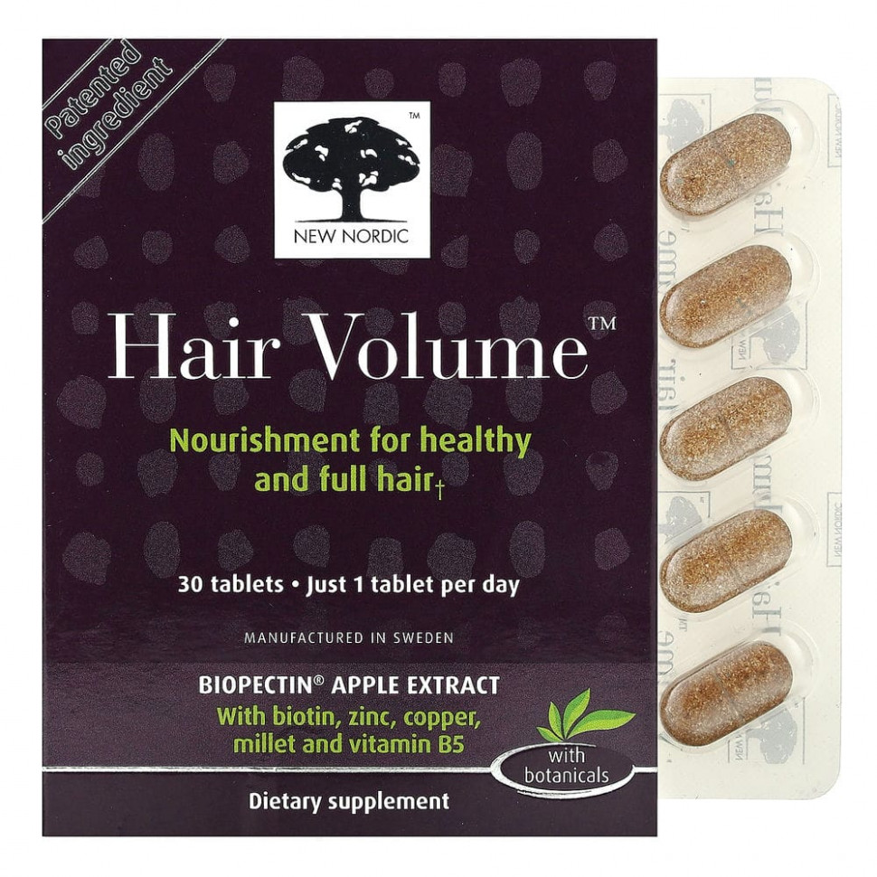 ���� ������ (Iherb) New Nordic, Hair Volume, �������� ��� ����� � ������ �����, � ������������� �������������, 30 ��������, ������ �� 4510 ���