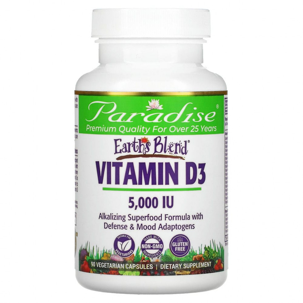   (Iherb) Paradise Herbs, Earths Blend,  D3, 5000 , 90      -     , -, 