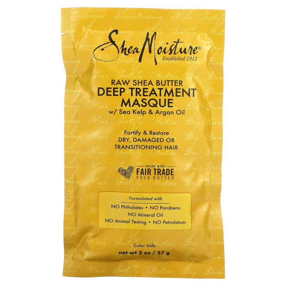   (Iherb) SheaMoisture, Raw Shea Butter, Moisture Recovery Treatment Masque with Seal Kelp & Argan Oil, 2 fl oz (59 ml)    -     , -, 