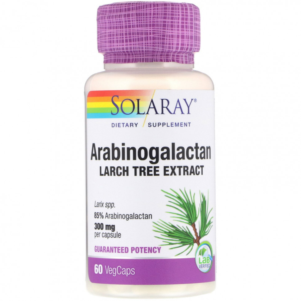   (Iherb) Solaray, Arabinogalactan Leaf Extract, 300 mg, 60 Vegcaps    -     , -, 