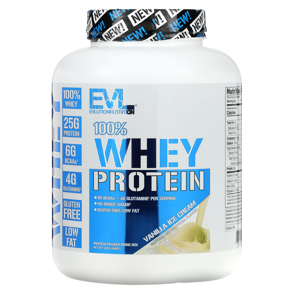 ���� ������ (Iherb) EVLution Nutrition, 100% ������������ �������, ��������� ���������, 2,268 �� (5 ������), ������ �� 11160 ���