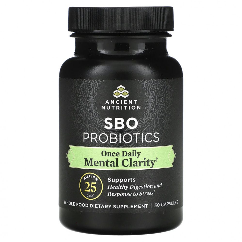 ���� ������ (Iherb) Dr. Axe / Ancient Nutrition, SBO Probiotics, Mental Clarity, 25 ���� ���, 30 ������, ������ �� 4830 ���