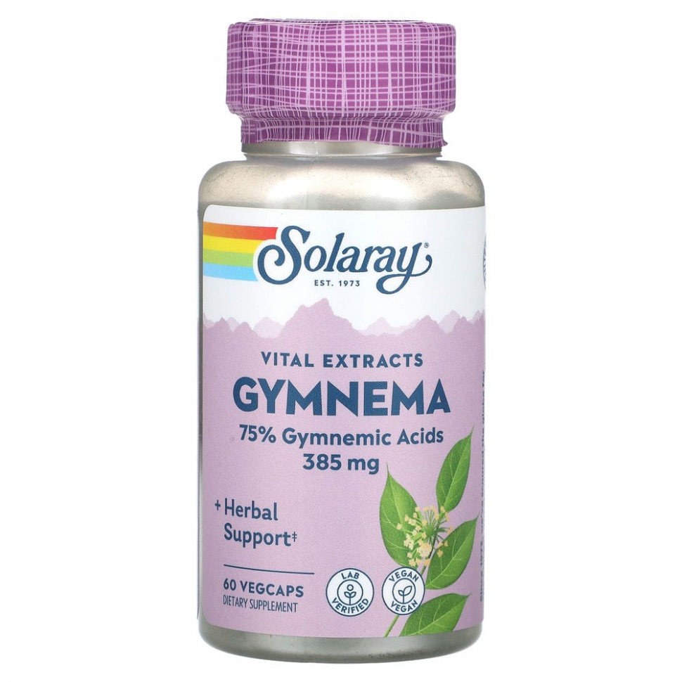   (Iherb) Solaray, Gymnema, Vital Extracts, 385 mg, 60 VegCaps    -     , -, 