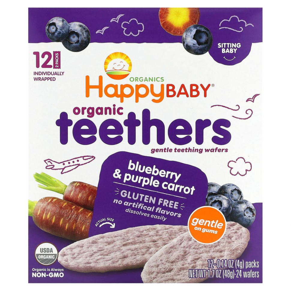   (Iherb) Happy Family Organics, Organic Teethers,        ,    , 12   4  (0,14 )    -     , -, 