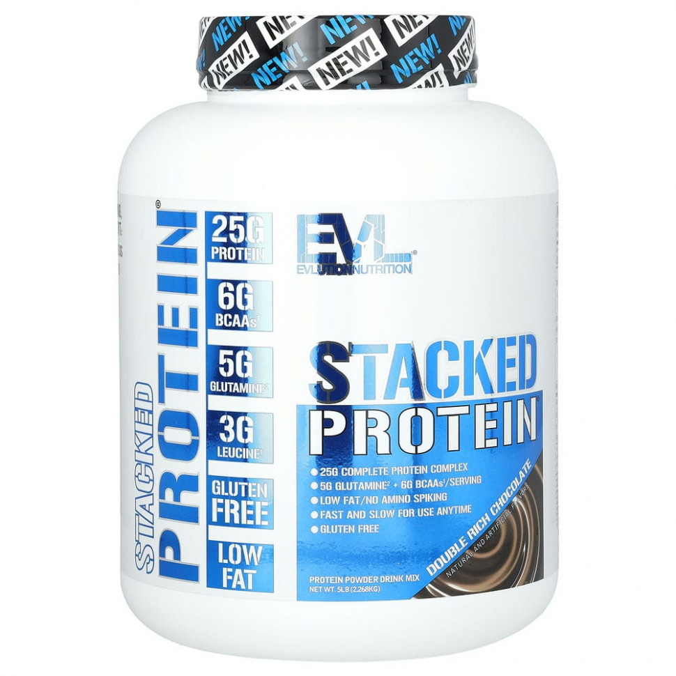 ���� ������ (Iherb) EVLution Nutrition, Stacked Protein, ������� �������� ���������, 2268 �� (5 ������), ������ �� 11300 ���