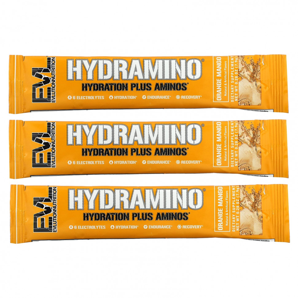 ���� ������ (Iherb) EVLution Nutrition, HydrAmino, �������� � �����, 3 ����� �� 7,9 � (0,28 �����), ������ �� 560 ���