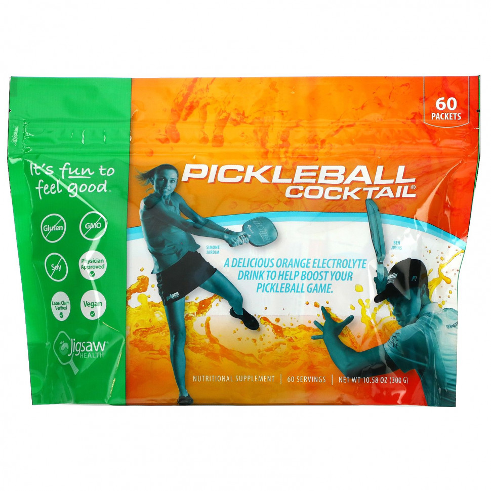   (Iherb) Jigsaw Health, Pickleball Cocktail, Electrolyte Drink, Orange, 60 Packets, 10.58 oz (300 g)    -     , -, 