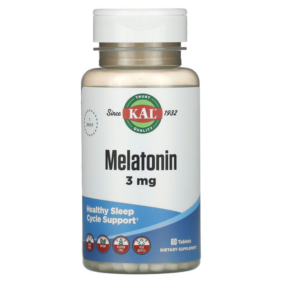   (Iherb) KAL, Melatonin, 3 mg, 60 Tablets    -     , -, 