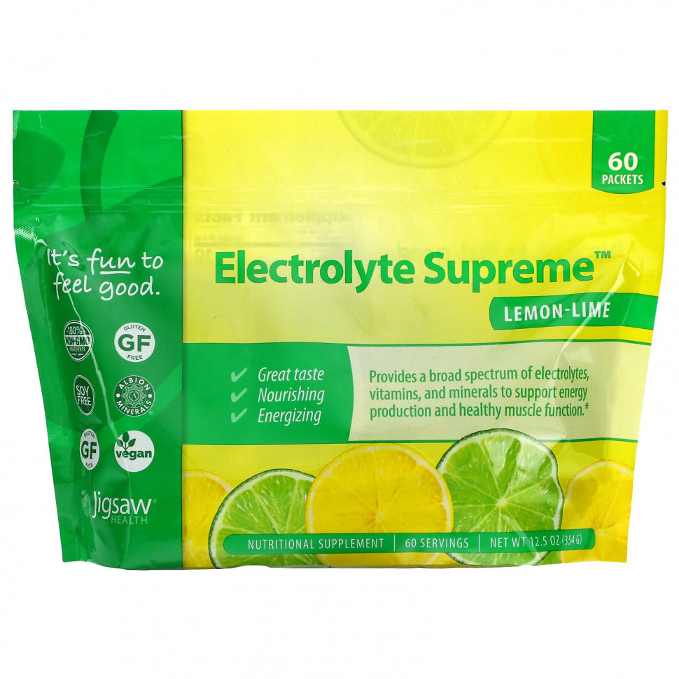 ���� ������ (Iherb) Jigsaw Health, Electrolyte Supreme, �������-��������, 60 �������, 12,5 ����� (354 �), ������ �� 8760 ���