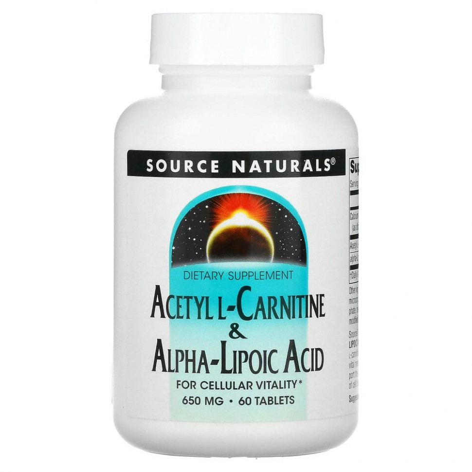 ���� ������ (Iherb) Source Naturals, ������-L-�������� � �����-�������� �������, 650 ��, 60 ��������, ������ �� 4940 ���