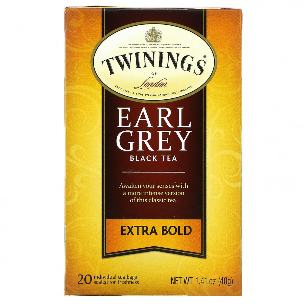 ���� ������ (Iherb) Twinings, Black Tea, Earl Grey, Extra Bold, 20 ������ ���������, 40 � (1,41 �����), ������ �� 1110 ���