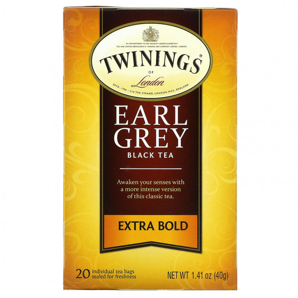   (Iherb) Twinings, Black Tea, Earl Grey, Extra Bold, 20  , 40  (1,41 )    -     , -, 