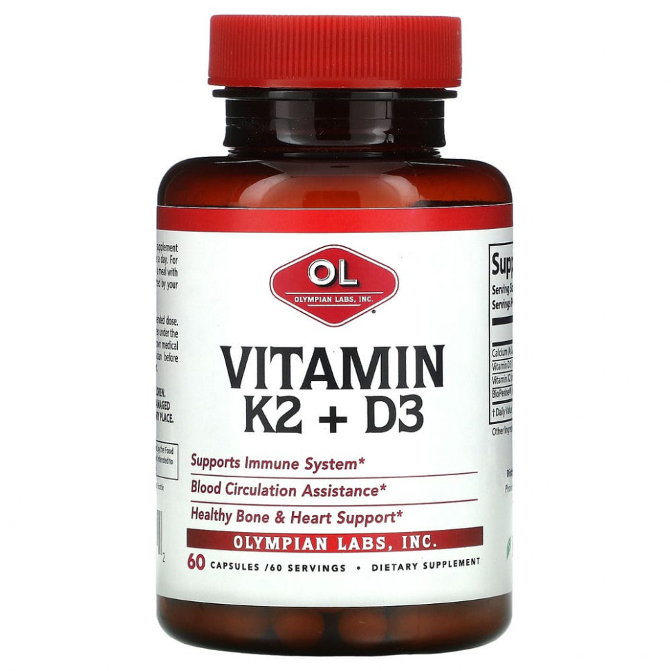   (Iherb) Olympian Labs,  K2 + D3, 60     -     , -, 