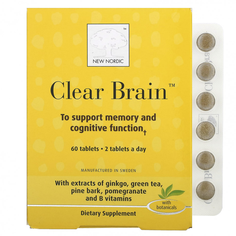   (Iherb) New Nordic US Inc, Clear Brain, 60     -     , -, 