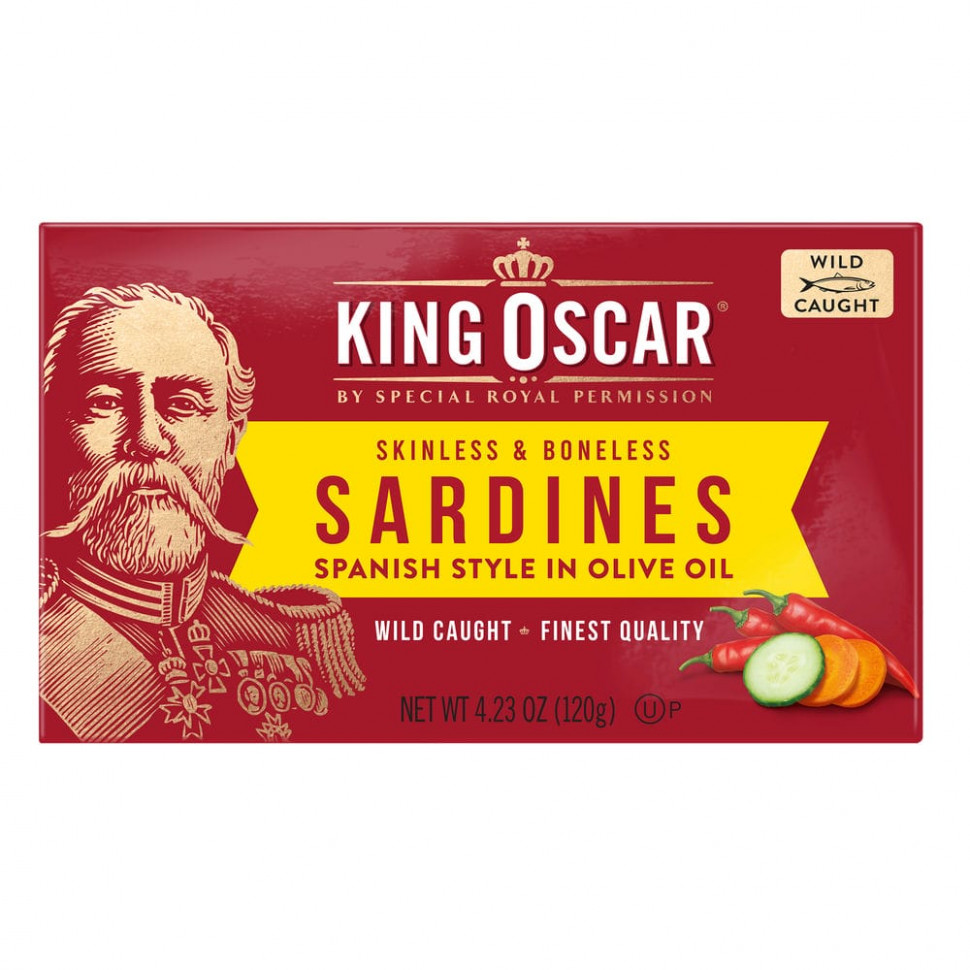 ���� ������ (Iherb) King Oscar, ������� ��� ���� � ��� ������, ����� ���� � ��������� ����� � ��������� �����, 120 � (4,23 �����), ������ �� 810 ���