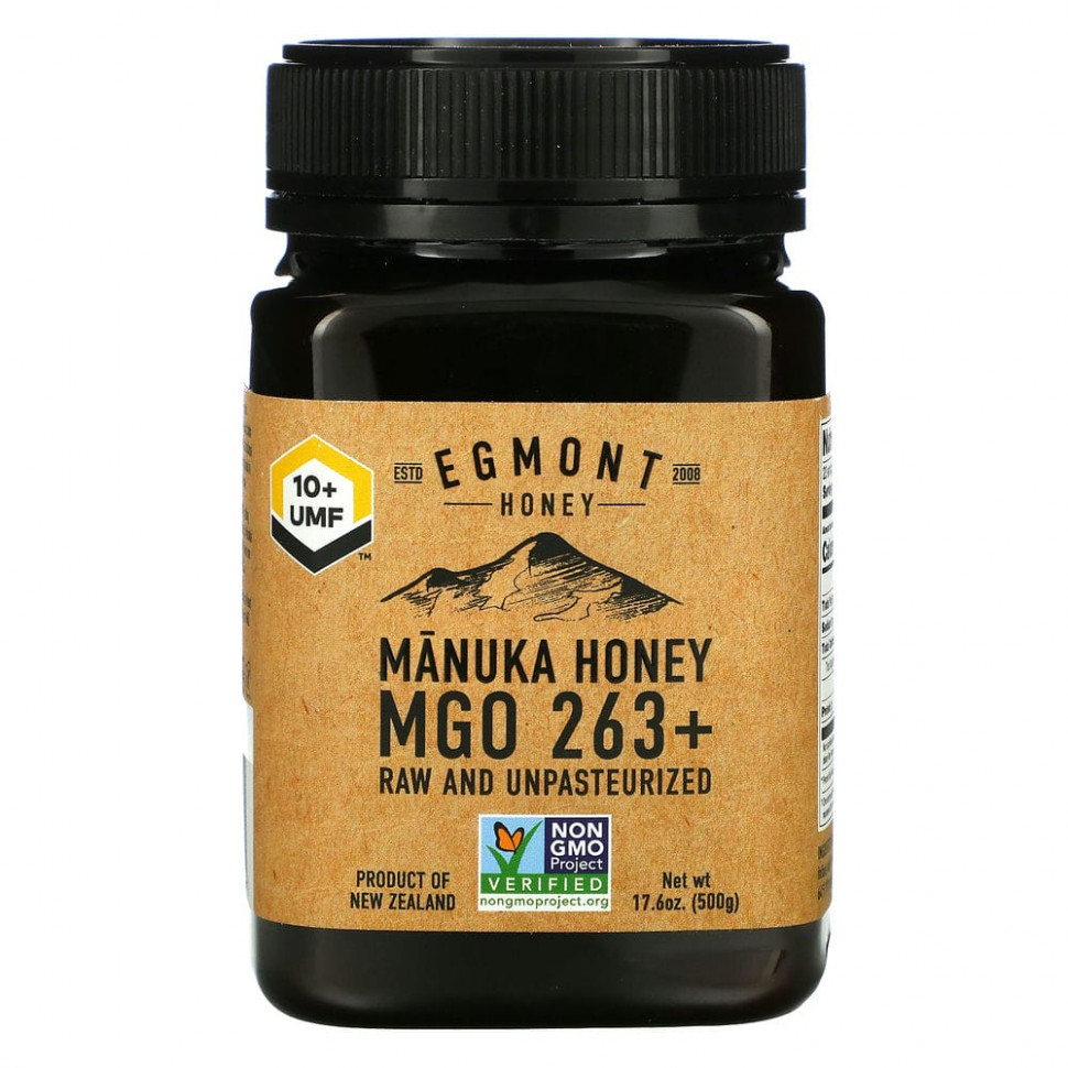 ���� ������ (Iherb) Egmont Honey, ��� ������, �������������� � �����������������, 263+ MGO, 500 � (17,6 �����), ������ �� 7470 ���