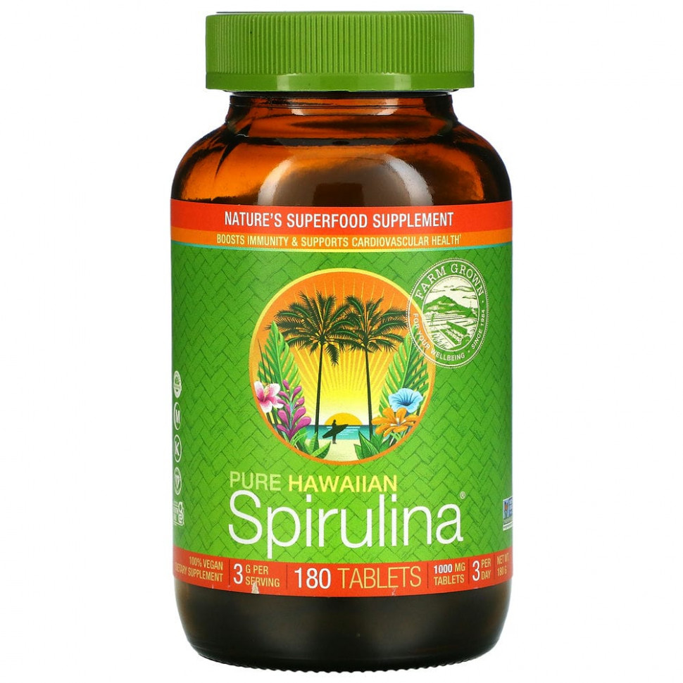 ���� ������ (Iherb) Nutrex Hawaii, Pure Hawaiian Spirulina, 1000 ��, 180 ��������, ������ �� 4980 ���