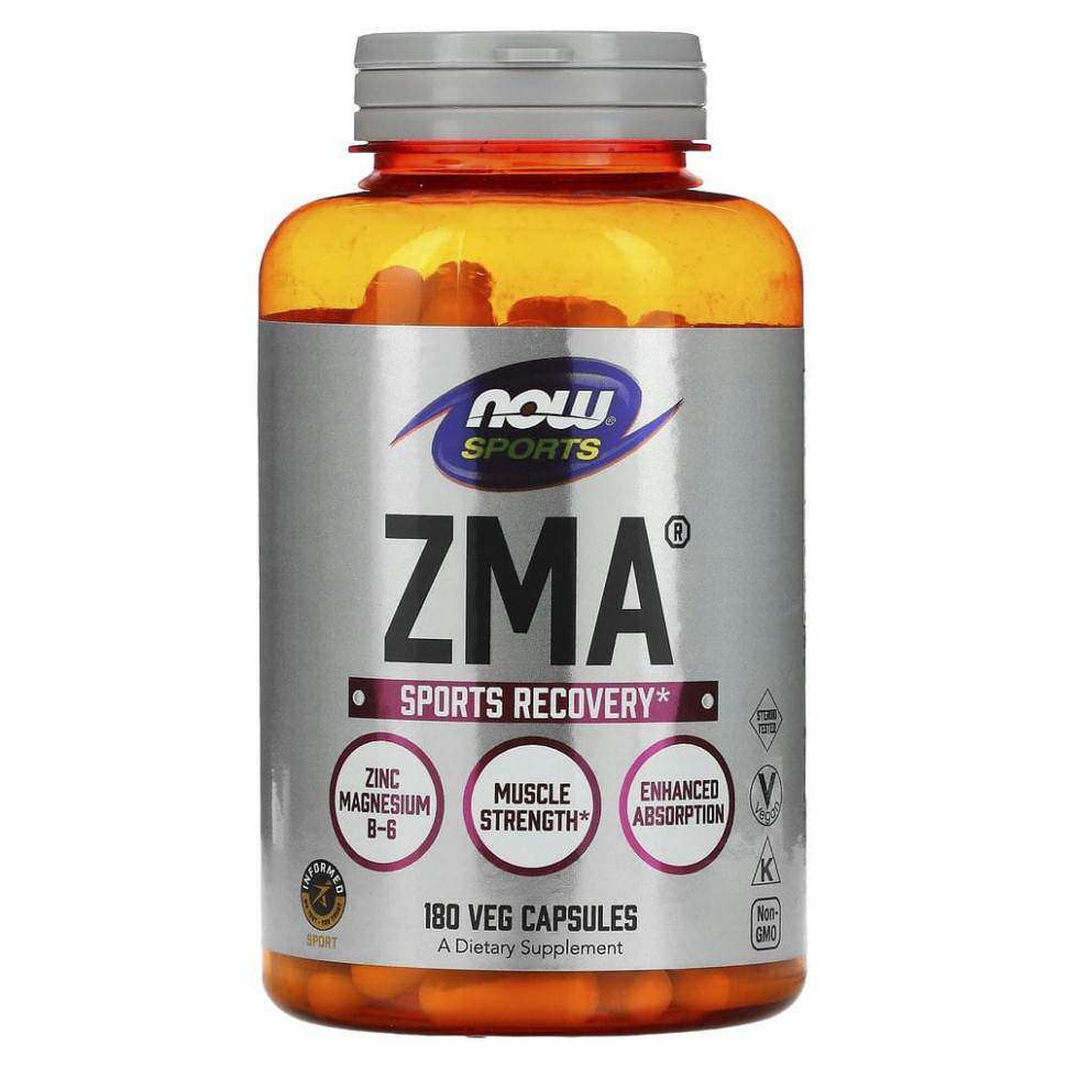 ���� ������ (Iherb) NOW Foods, Sports, ZMA, �������������� ����� ���������� ����������, 180 ������, ������ �� 4140 ���