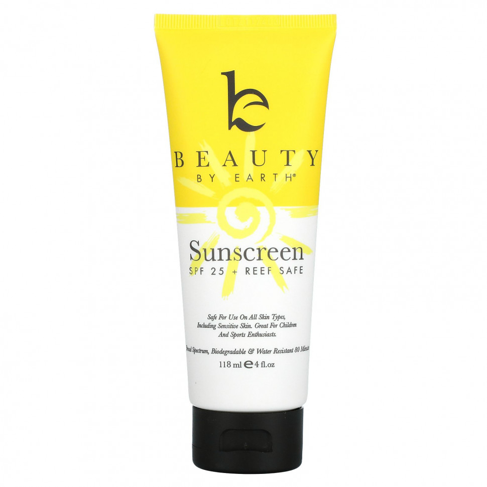   (Iherb) Beauty By Earth, Mineral Sunscreen, SPF 25, 4 fl oz (118 ml)    -     , -, 