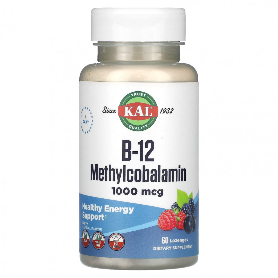   (Iherb) KAL, B-12 Methylcobalamin, Berry, 1,000 mcg, 60 Lozenges    -     , -, 