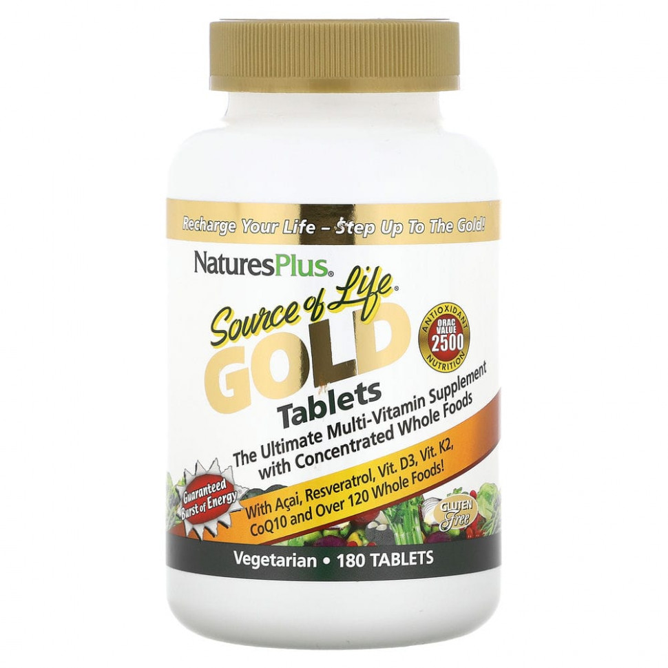   (Iherb) NaturesPlus, Source Of Life Gold Tablets,  , 180     -     , -, 