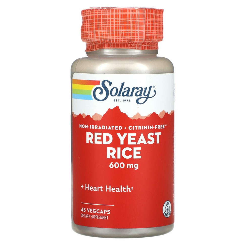   (Iherb) Solaray, Red Yeast Rice, 600 mg, 45 VEGCAPS    -     , -, 