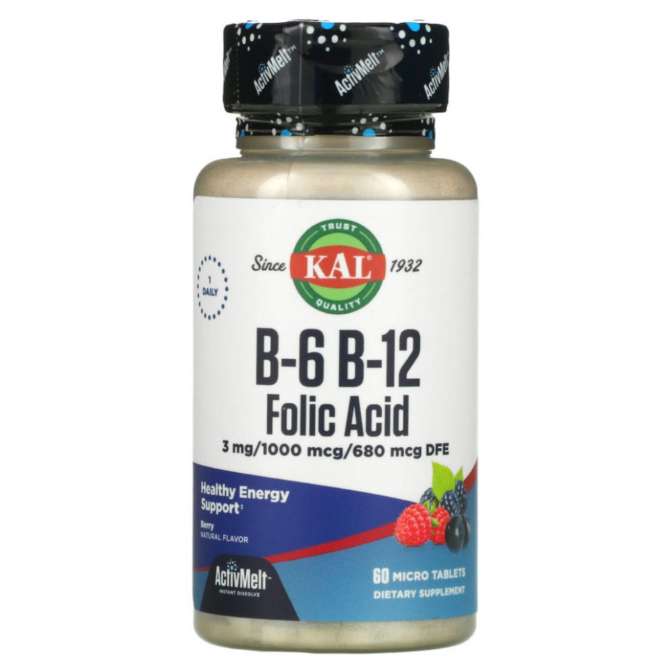 ���� ������ (Iherb) KAL, B-6, B-12, �������� �������, �����, 60 �������������, ������ �� 1760 ���