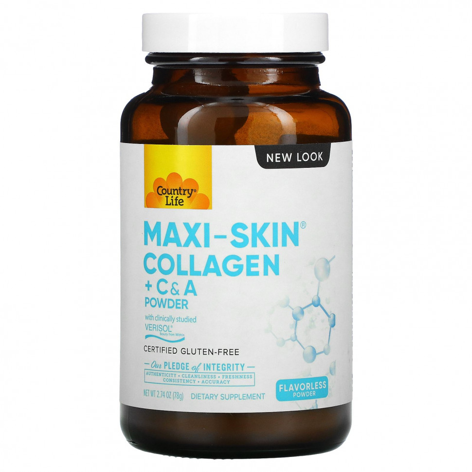   (Iherb) Country Life, Maxi-Skin Collagen + C & A Powder, 2.74 oz (78 g)    -     , -, 