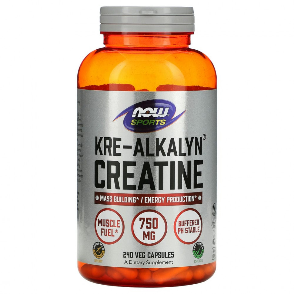 ���� ������ (Iherb) NOW Foods, Kre-Alkalyn Creatine ��� ��������� ������ �����, 750 ��, 240 �������������� ������, ������ �� 5030 ���