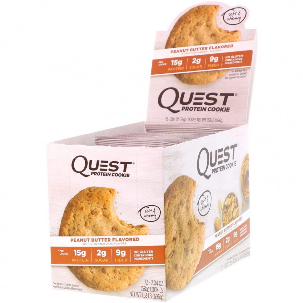 ���� ������ (Iherb) Quest Nutrition, ������� Protein Cookie � ���������� ������, 12 ����, 2,04 ����� (58 �), ������ �� 6680 ���