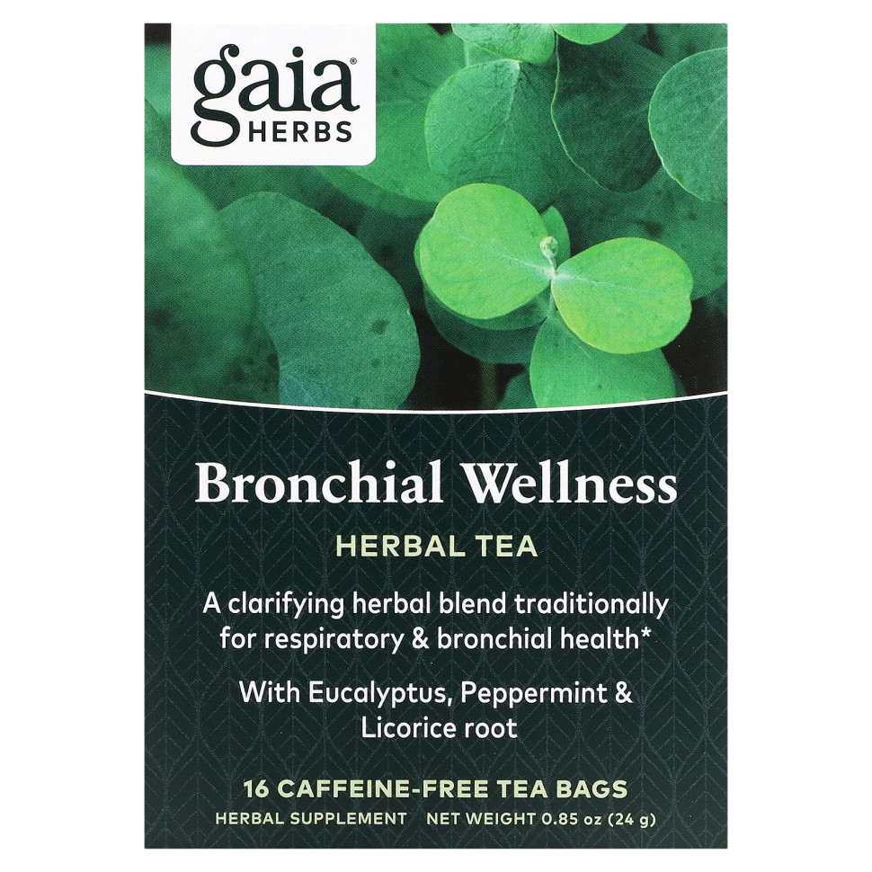 ���� ������ (Iherb) Gaia Herbs, Bronchial Wellness, �������� ���, ��� �������, 16 ������ ���������, �� 0,85 (24 �), ������ �� 1340 ���
