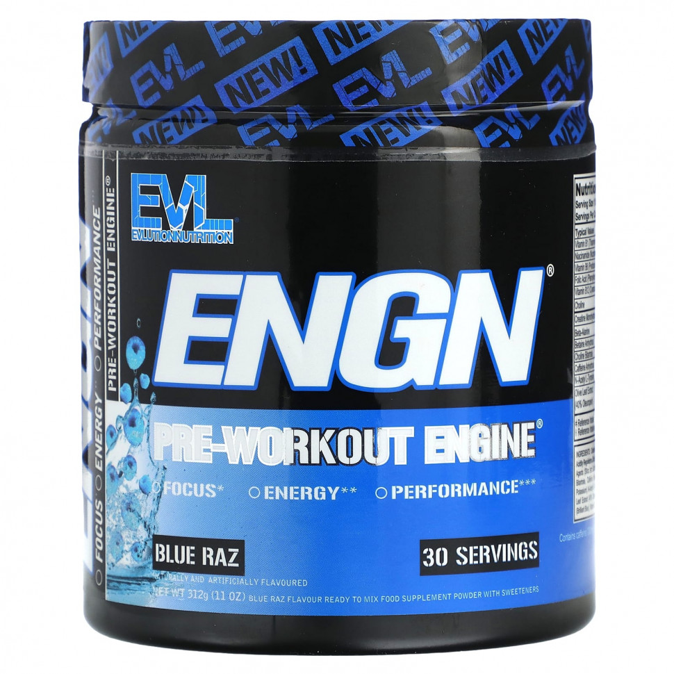   (Iherb) EVLution Nutrition, ENGN, Pre-Workout Engine, Blue Raz, 312  (11 )    -     , -, 