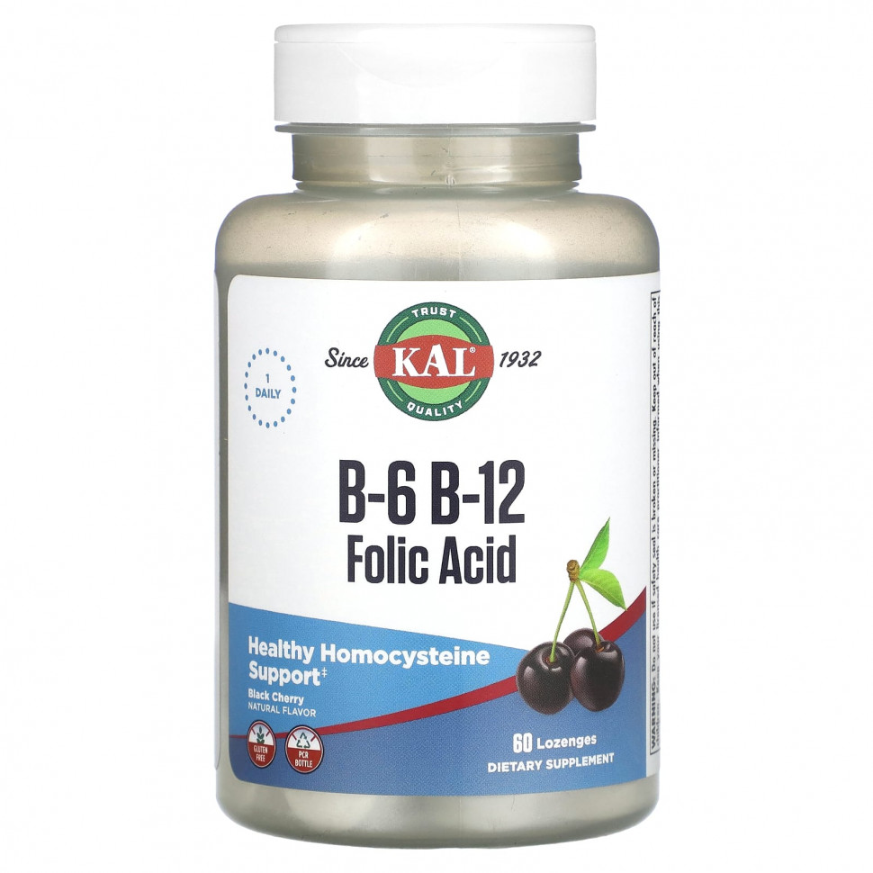 ���� ������ (Iherb) KAL, �������� ������� � ��������� B6 � ��������� B12, ������ �����, 60 ��������, ������ �� 1410 ���